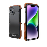 R-JUST Ironwood Generation Metall + Holz-Telefonhülle, für iPhone 14, für iPhone 14 Plus, für iPhone 14 Pro, für iPhone 14 Pro Max